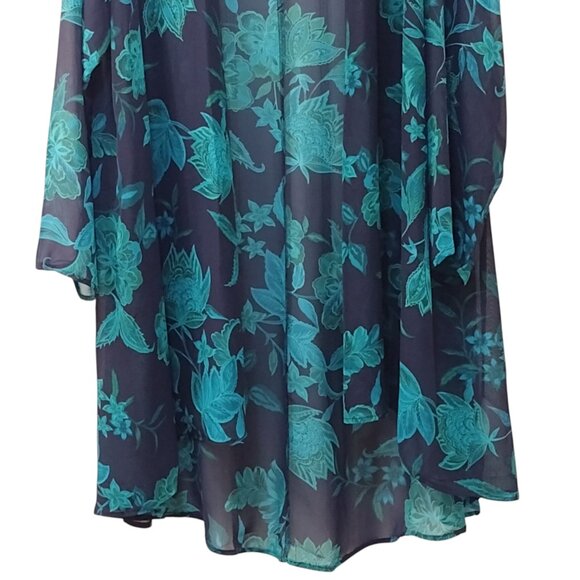 Iman: 3-Piece Blue-Green Floral Pant Set, Size 2X (Duster, Tank & Pull-On Pants) - Picture 12 of 15